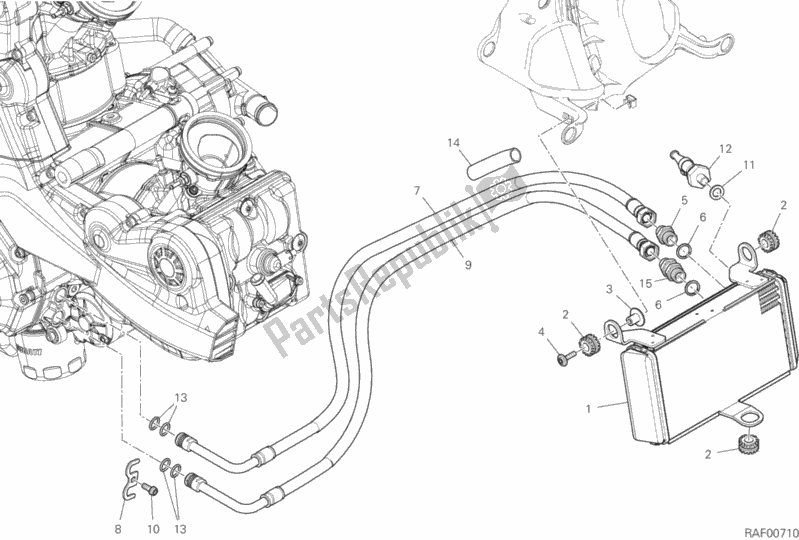 All parts for the Oil Cooler of the Ducati Multistrada 950 S SW Thailand 2020